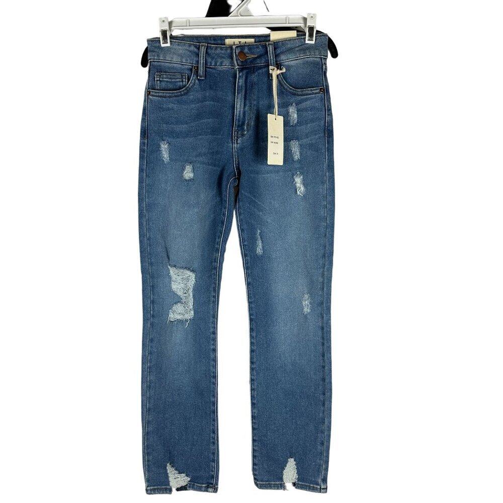 Letter To Juliet Womens Distressed Medium Wash High Waisted Jeans Size 24